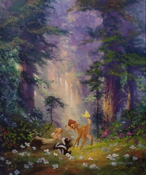 squirrel hare and deer in woods animal Oil Paintings